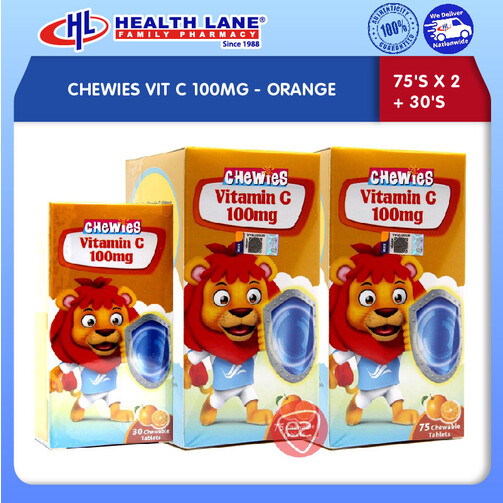 CHEWIES VIT C 100MG - ORANGE 75'S X 2 + 30'S 